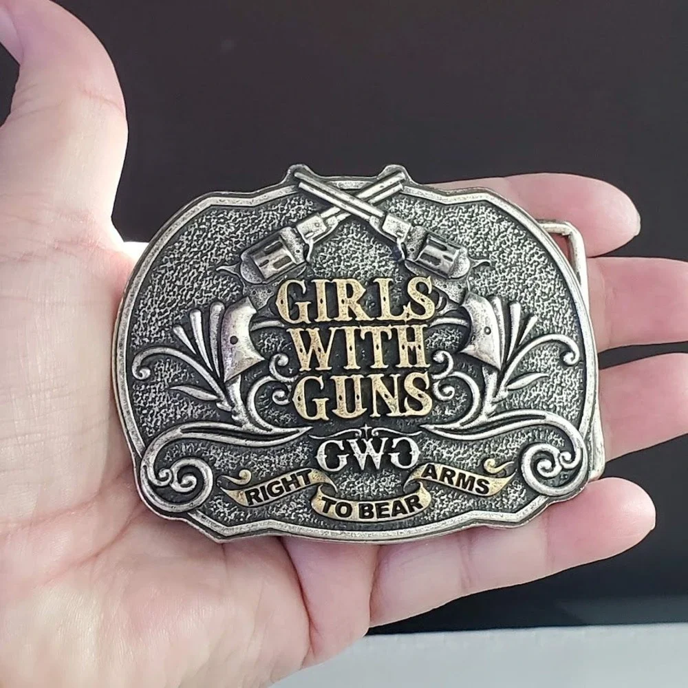 Montana Silversmiths Girls With Guns Right To Bear Arms Belt Buckle GWG Silver